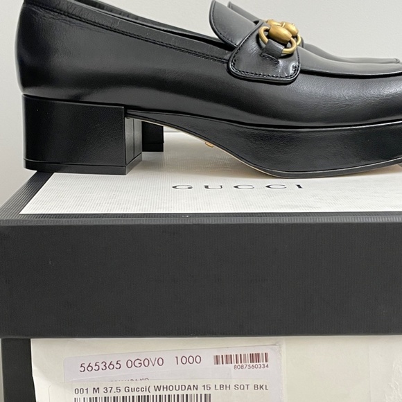 Gucci Black Platform Loafers with Gold Hardware - Picture 7 of 8